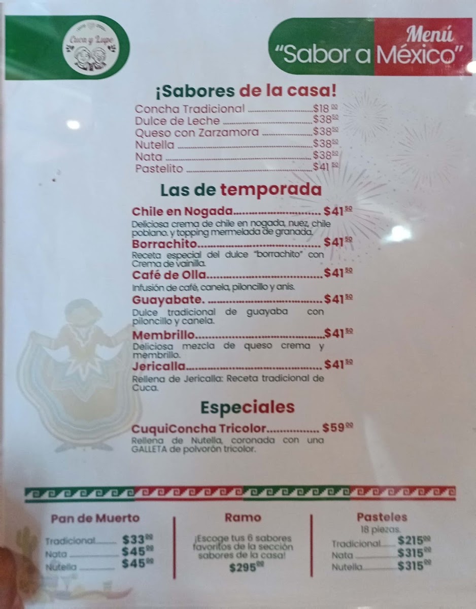 Cuca y Lupe Menu - Image 1